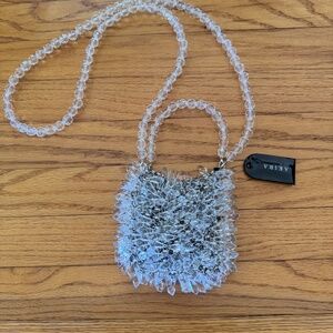 AKIRA Crystal Beaded Mini Bag – Statement Evening Purse, Clear Glam